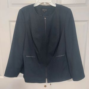 John Meyer Navy Blue Zip-Up Lined Blazer Jacket